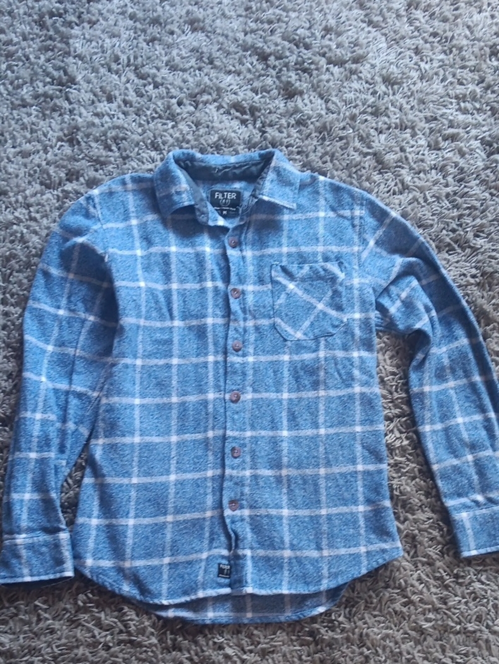 Filter Men’s Blue Plaid Button-Down Casual Shirt